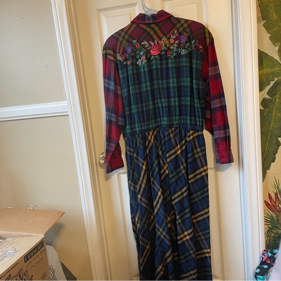 Vintage 90s Mixed Print Plaid Dress - Picture 6 of 6